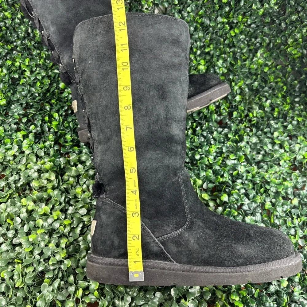 UGG KNIGHTSBRIDGE BLACK SUEDE TALL BOOTS SIZE 6 WOMAN